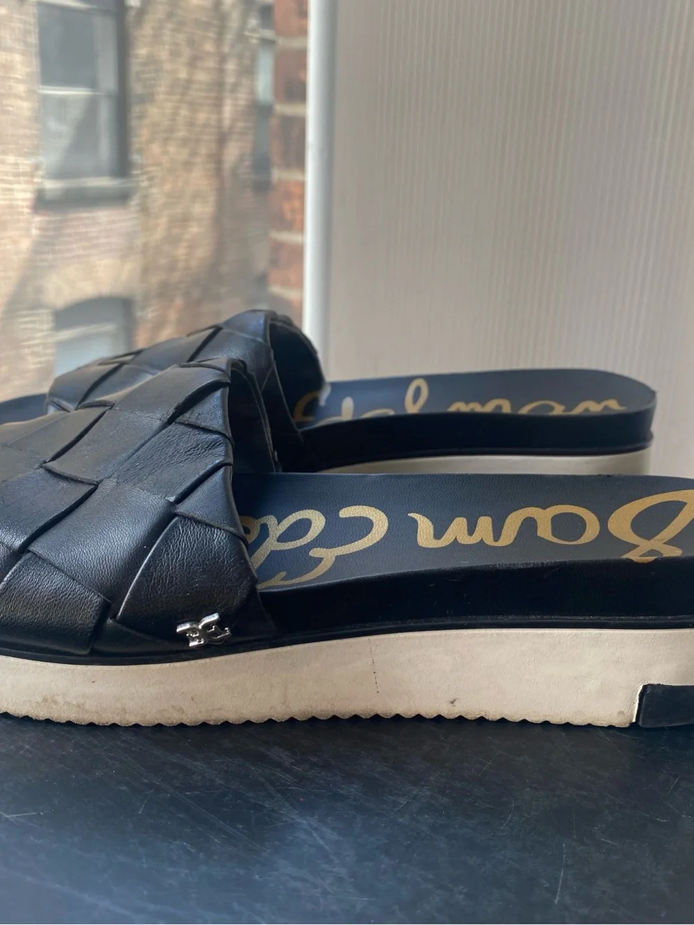 Sam Edelman Black Woven Slide Sandals